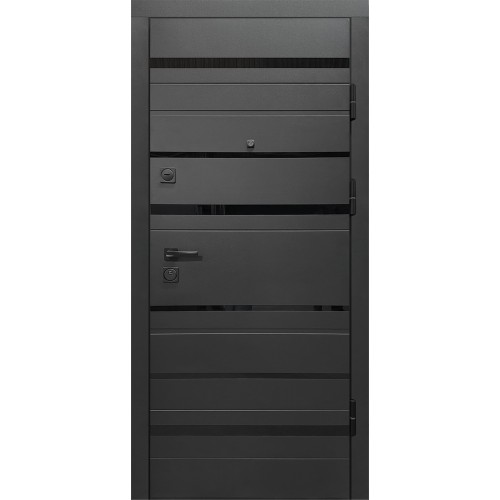 Двері вхідні City Style 3 чорна шагрень/олово супермат