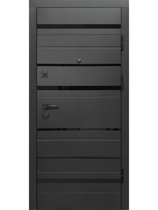 Двері вхідні City Style 3 чорна шагрень/олово супермат